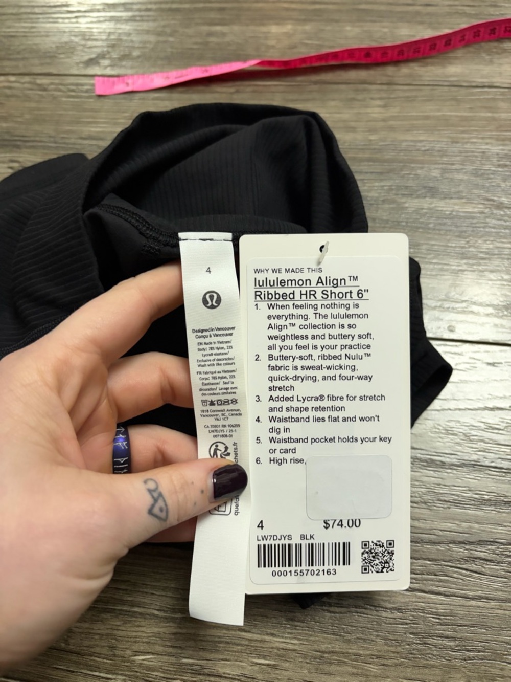 NWT Lululemon Align Ribbed High-Rise Short 6” (Black) Size 4 - Picture 2 of 7